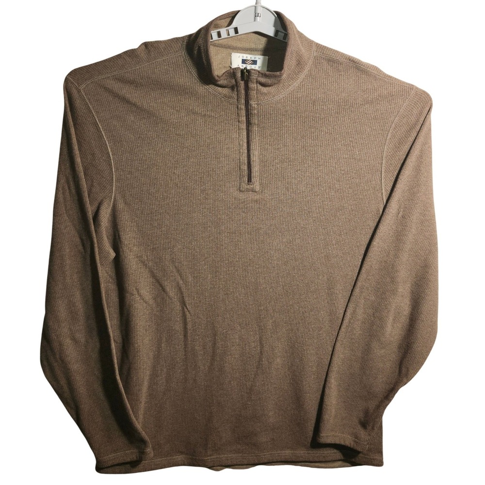 Joseph Abboud Mens 2XLT Brown Ribbed 1/4 Zip Pullover Cotton Sweater Tall 211610